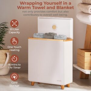 SereneLife Counter Towel Warmer Bucket - with Customized Fragrance for Spa and Bathroom, Luxury Towel Heater, Auto Shut off, Fits 1 large Towel, Blanket, Bathrobe, PJs (Rose Gold)