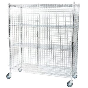 24" w x 60" l x 69" h heavy duty utility commercial grade metal storage nsf unit | chrome mobile security wire cage kit