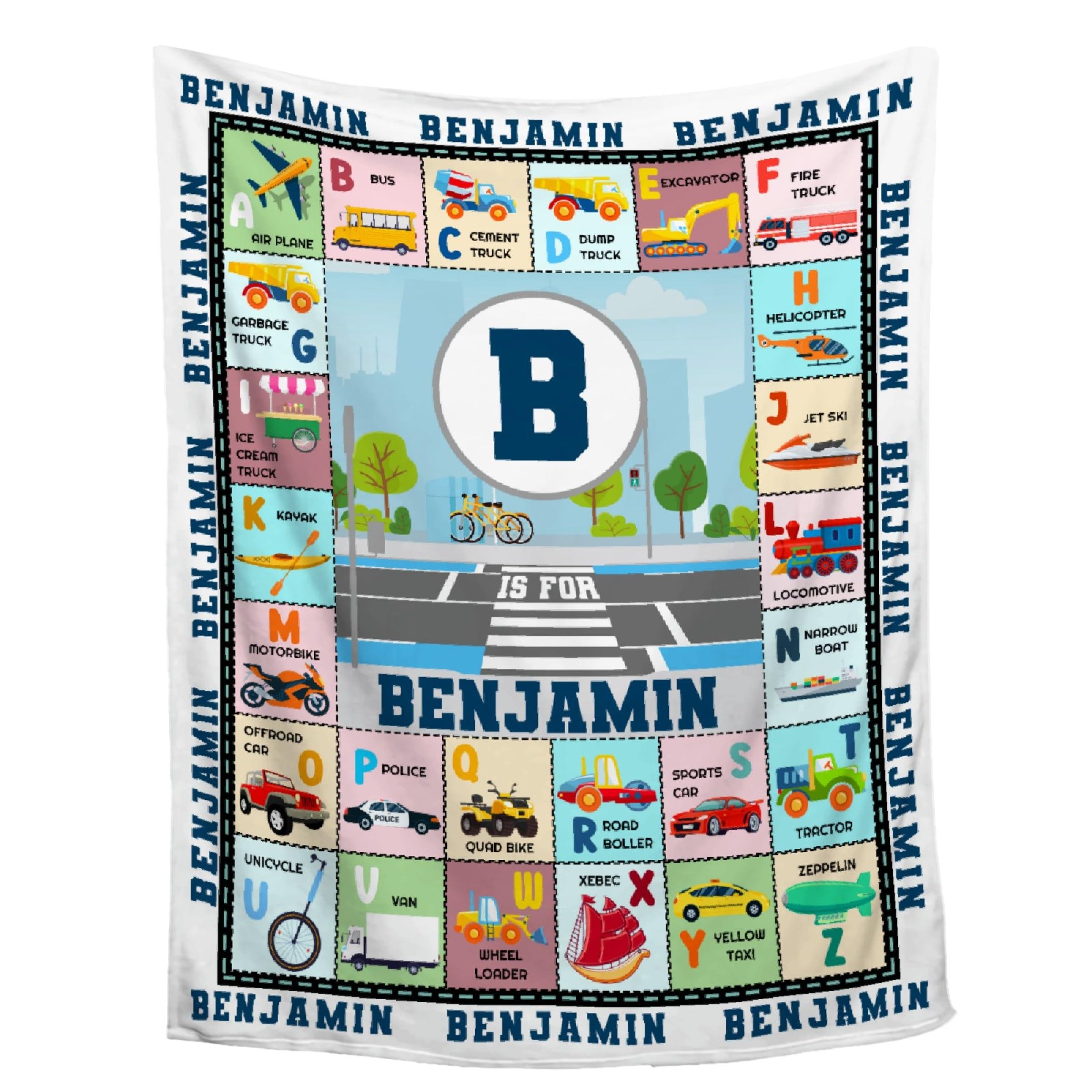 Custom Alphabet Name Vehicle Blanket Personalized Name Blankets for Baby Soft Lightweight Flannel Throw Blanket for Couch Bed Travel Practical Heartfelt Gifts XS 30x40in Pet/Toddler Gift