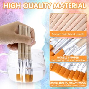 10Pcs 3/5 Inch Flat Paint Brushes Wood Paint Brush Artist Craft Paint Brushes Watercolor Small Brush Bulk Painting Brush Art Detail Oil Brush for Kid Adult(5.5 x 3/5 Inch)