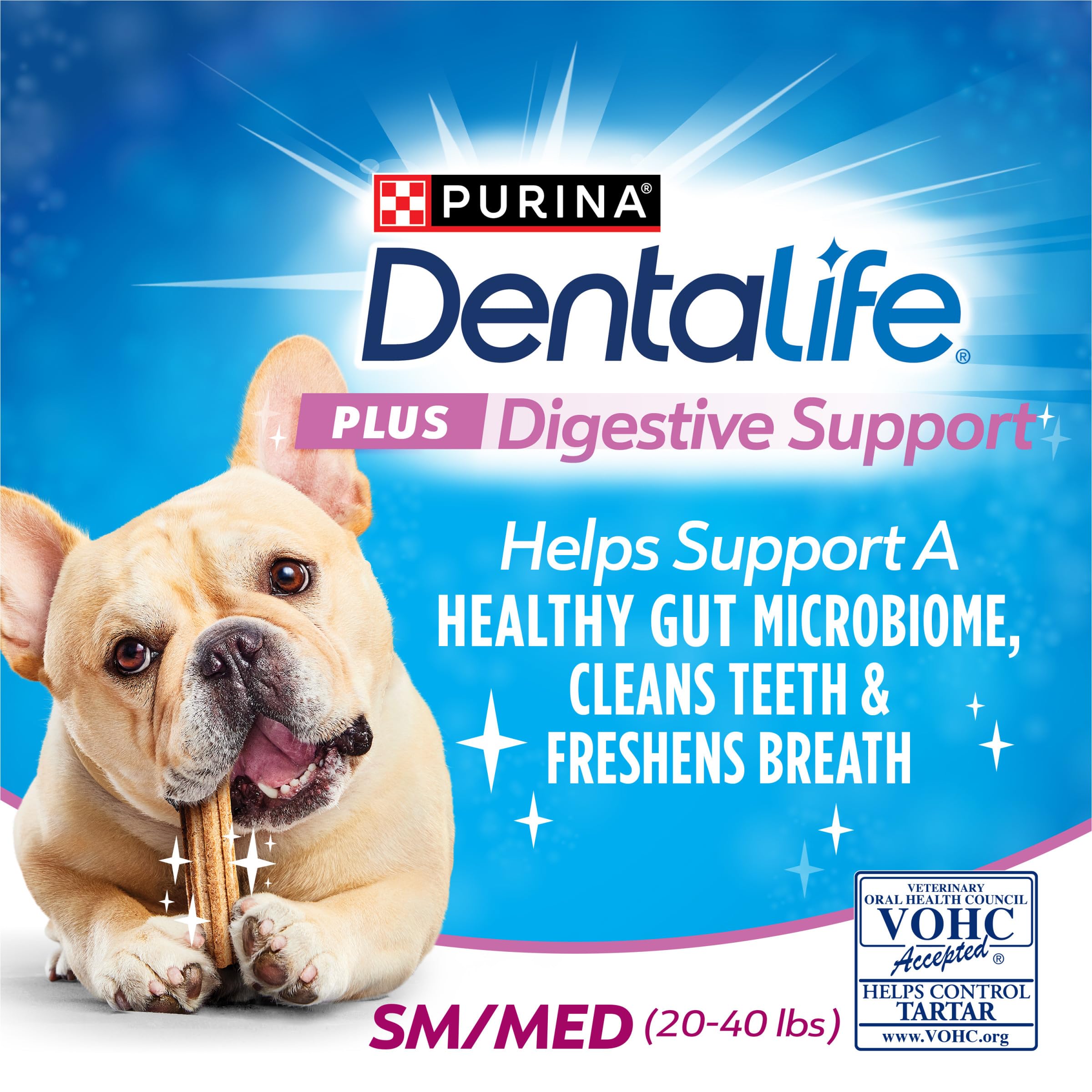 Dentalife Purina Plus Digestive Support Chicken and Pumpkin Flavor Small/Medium Dog Dental Chews - 6 oz. Pouch