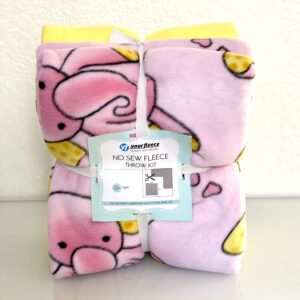 elephants pink anti-pill premium no-sew throw fleece fabric kit (50x60)