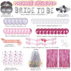 jollylife Bachelorette Party Decorations - Bridal Shower Decor Include Sash Veil Foil Curtains Balloons Hanging Swirls Sunglasses for Bride To Be Party Supplies