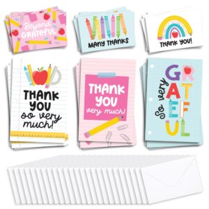 24 colorful teacher thank you cards from student - teacher gift card teacher appreciation cards bulk, thank you teacher cards from student, bulk thank you cards for teachers appreciation cards