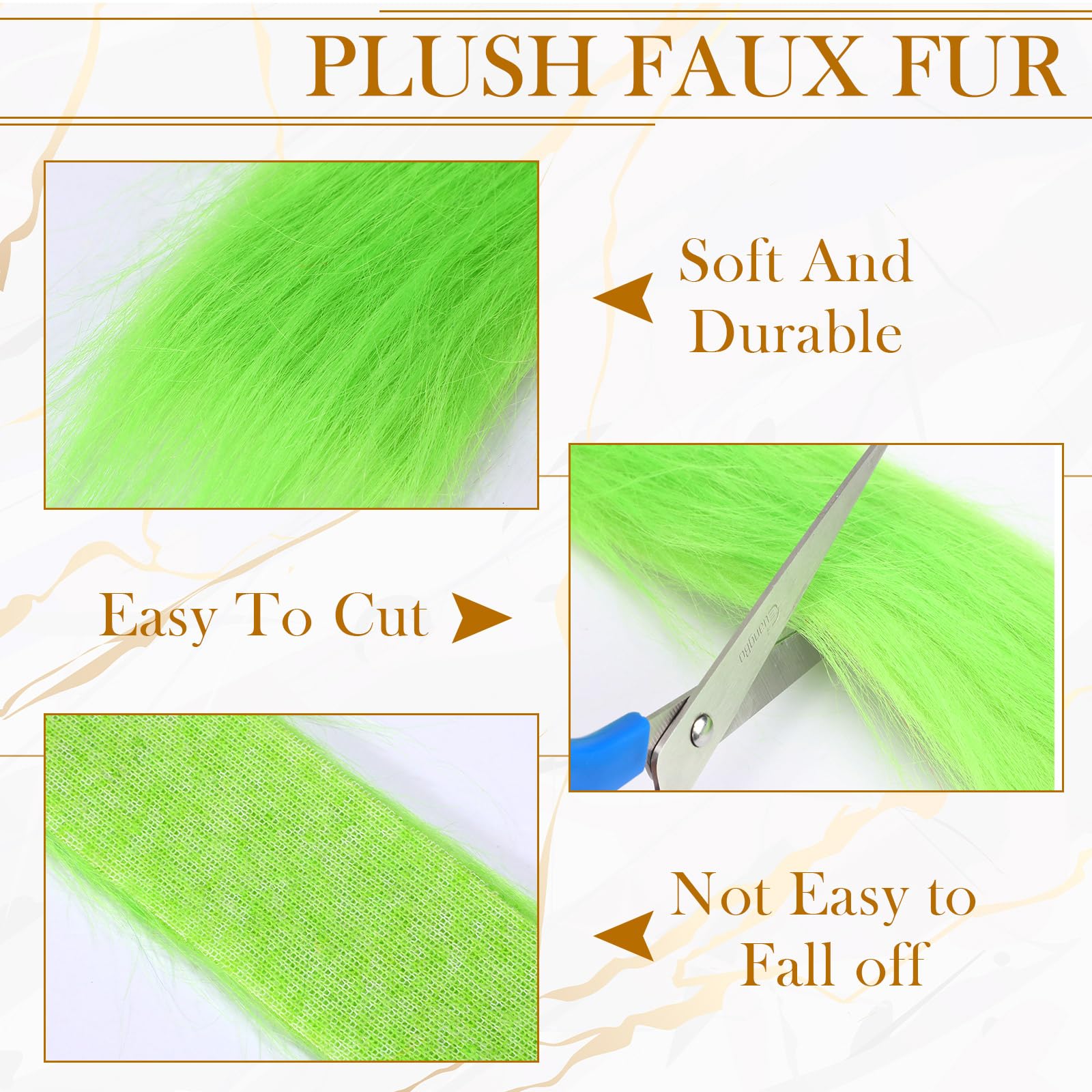 XunYee 8 Pcs Christmas Faux Fur Plush Fur Fabric Precut Strips Fuzzy Fur Ribbon Soft Fake Precut Rolls for Cosplay Costume DIY Craft Gnomes Beard Santa Claus Dwarf Decoration(2 x 60 Inch)