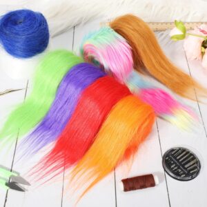 XunYee 8 Pcs Christmas Faux Fur Plush Fur Fabric Precut Strips Fuzzy Fur Ribbon Soft Fake Precut Rolls for Cosplay Costume DIY Craft Gnomes Beard Santa Claus Dwarf Decoration(2 x 60 Inch)