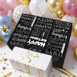 MOORIIY White and Black Birthday Gift Bag for Men Women Large Happy Birthday Wrapping Gift Bag with Tissue Paper and Greeting Card for Birthday Party Supplies 11.8" x 9.4" x 5.3" (Style B -Black)