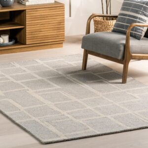 nuLOOM James Geometric 8x10 Wool Area Rug for Living Room Bedroom Dining Room Kitchen, Grey