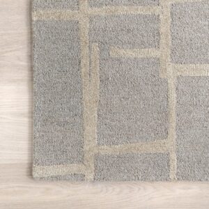 nuLOOM James Geometric 8x10 Wool Area Rug for Living Room Bedroom Dining Room Kitchen, Grey