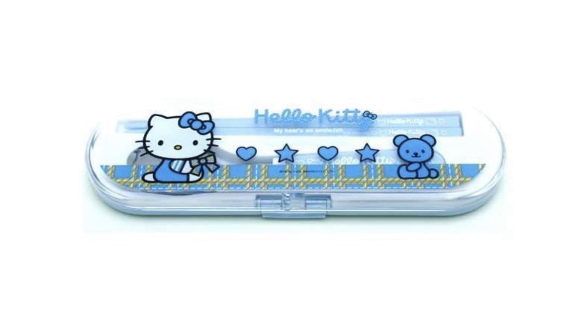 KITTY's Pretty in Blue Flatware Set in Case - Spoon & Chopsticks