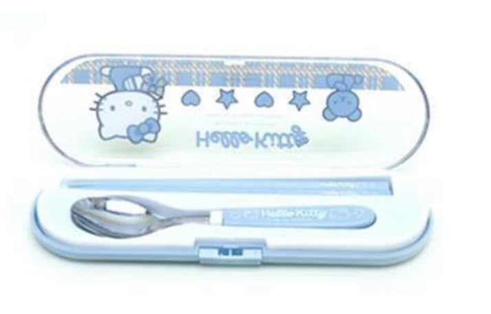 KITTY's Pretty in Blue Flatware Set in Case - Spoon & Chopsticks