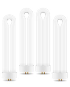 pacetap 4 pack replacement bulbs ful15w bl with 4 pin base, indoor outdoor 15w u shape lamp tube compatible with t6 t8 t9