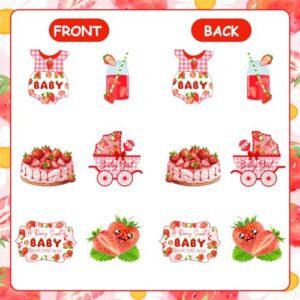 Balterever Strawberry Baby Shower Decorations for Girl 24pcs A Berry Sweet Baby Is on The Way Centerpieces Party Supplies Strawberry Baby Shower Centerpieces Sticks Berry Sweet Summer Fruit Party