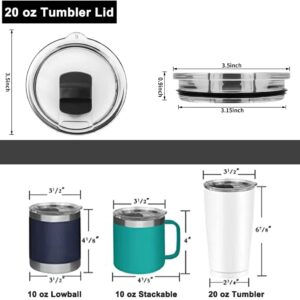 20oz Tumbler Lid, 2 Pack Tumbler Replacement Lids for YETI 20oz Tumbler, 10/24 oz Coffee Mug and 10oz Lowball, Top Replacement Magnetic Slider Lid, Spill Proof Cup Lids Covers with Slider Switch