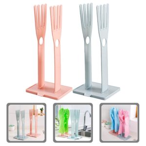 PRETYZOOM 2pcs Kitchen Glove Holder, Plastic Glove Drying Rack Rubber Gloves Drying Stand, Kitchen Sink Drain Rack for Dish Gloves Sponges