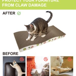 TIMHAKA Cat Scratching Board, Corrugate Cat Scratcher for Indoor Cats with Catnip, Cat Scratch Pad with Premium Scratch Textures Design, Cardboard Cat Scratcher with Double-Sided Usability (Pack of 2)