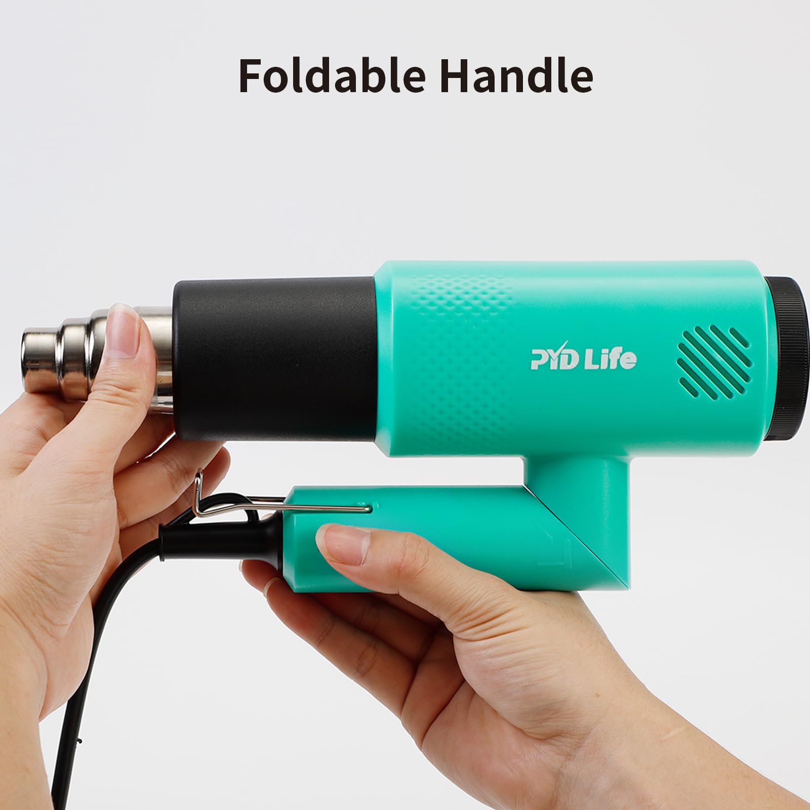 PYD Life Heat Blower Gun with Foldable Handle Mint Green for Sublimation Blanks Shrink Wrap Film 110 V 1300 W Hot Air Gun for Shrink Wrap Dual Gears Adjustable