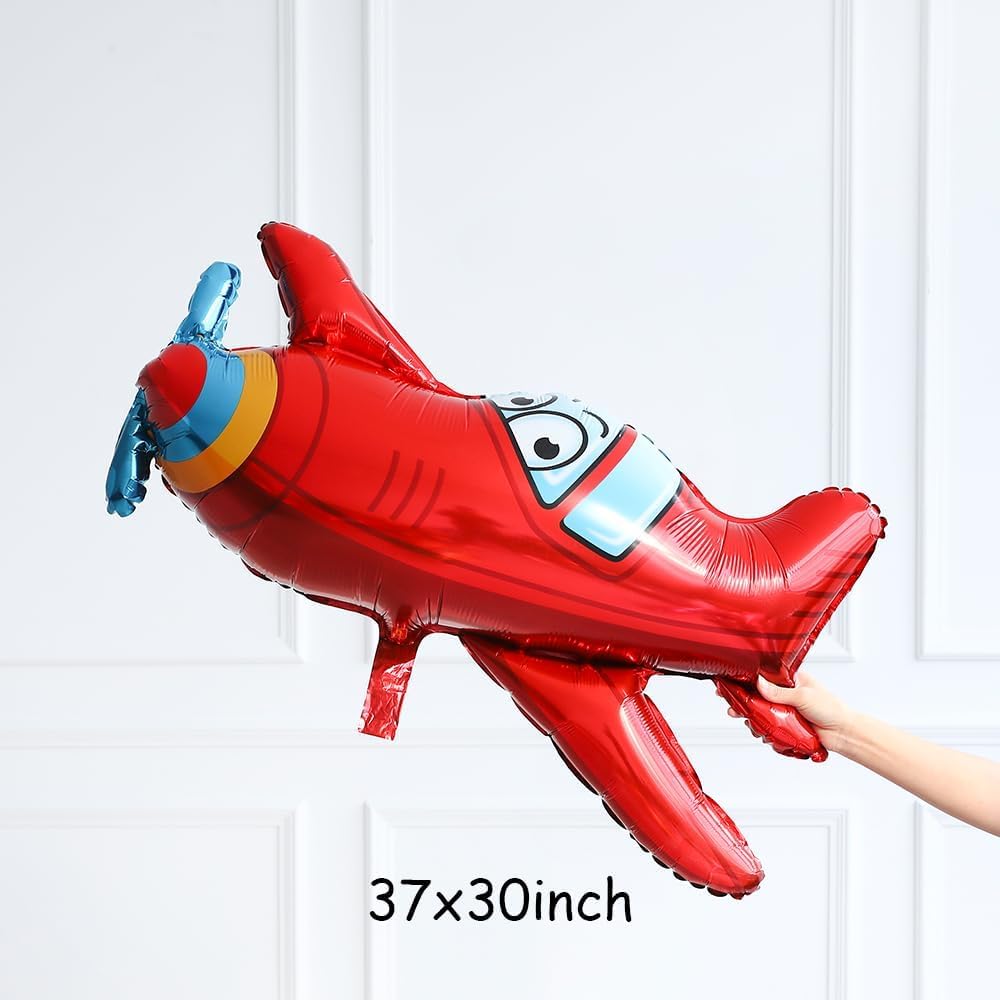 Airplane Birthday Party Decorations 151pcs Airplane Balloon Garland Arch Kit Dusty Blue and Red with Airplane Mylar Balloon for Time Flies Theme Birthday Baby Shower Party Supplies