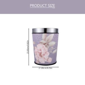 NUOBESTY Garbage Can Modern Waste Basket Plastic Trash Bin Purple Trash Can Recycling Round Trash Storage Can for Office Bathroom Kitchen Hotel Car Decor