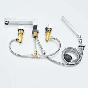 WuDLi Bath Shower Mixer Tap Shower Head and Hose Set for Bath Taps, Bathtub Mixer Tap with Handheld Shower 4 Hole