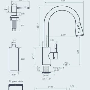 FORIOUS Black Kitchen Faucet with Soap Dispenser, Kitchen Faucet with Pull Down Sprayer, Classic Stainless Steel Kitchen Sink Faucet, Updated High Arc Single Hole Faucet for Kitchen Sink RV Bar Camper