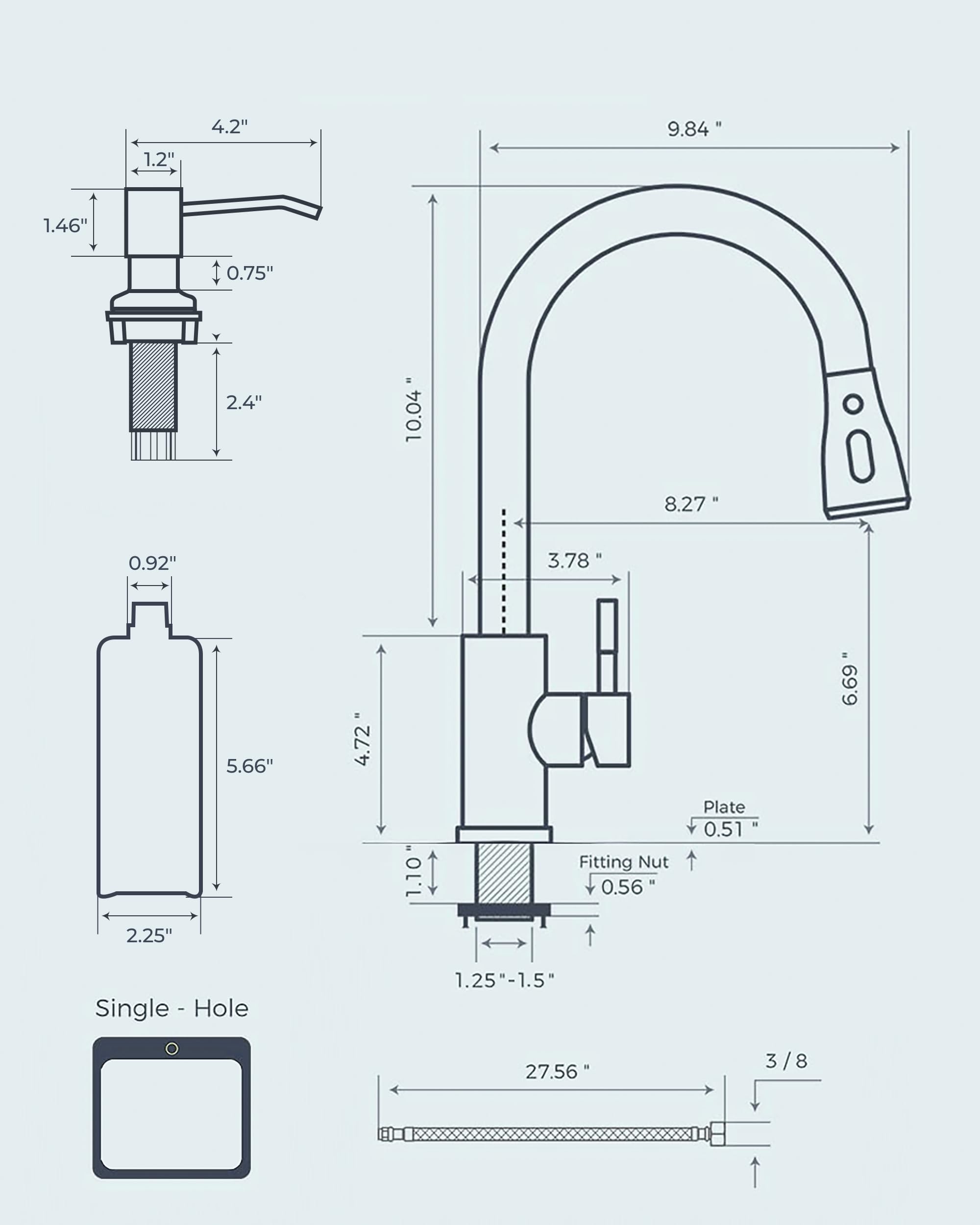 FORIOUS Black Kitchen Faucet with Soap Dispenser, Kitchen Faucet with Pull Down Sprayer, Classic Stainless Steel Kitchen Sink Faucet, Updated High Arc Single Hole Faucet for Kitchen Sink RV Bar Camper