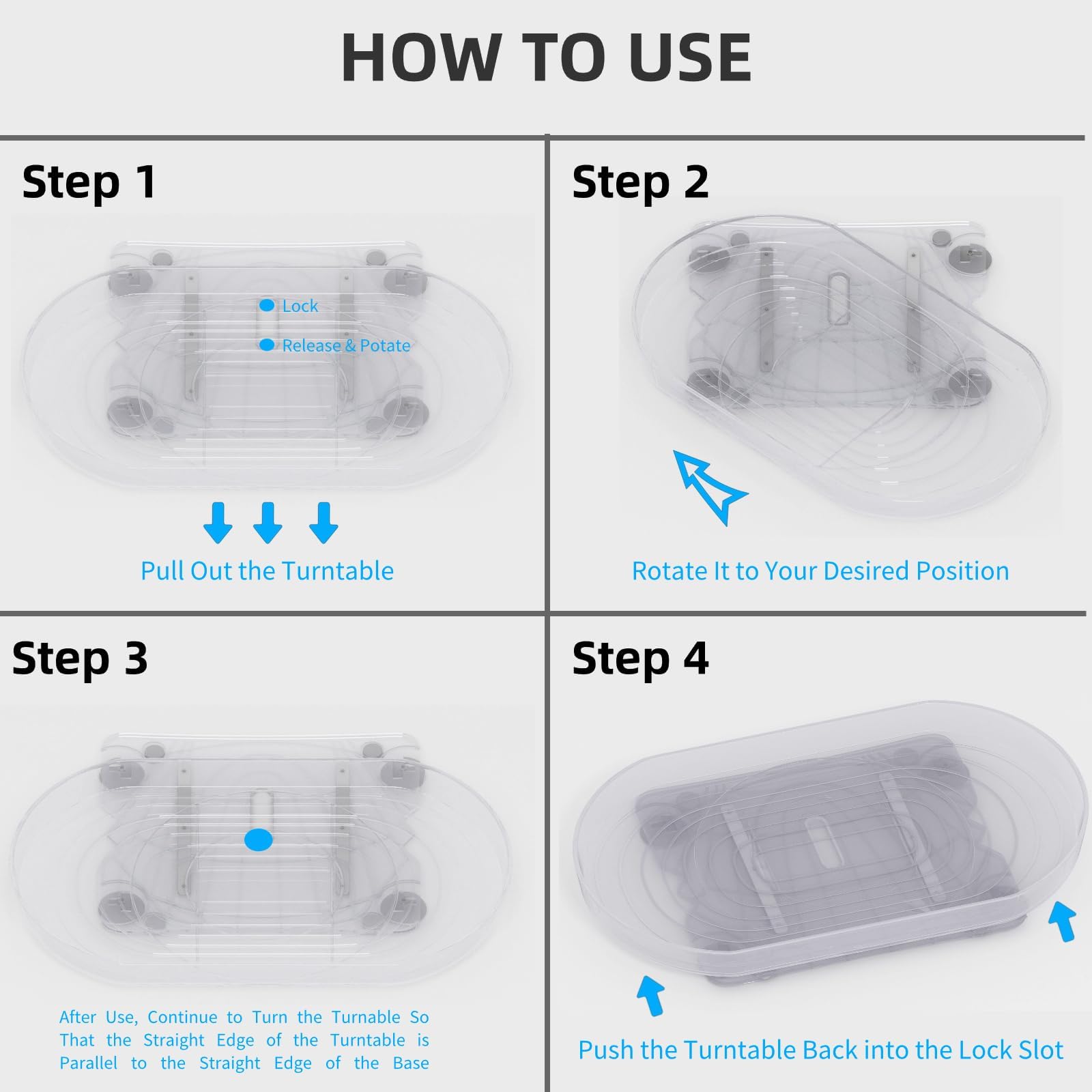 Lazy Susan for Refrigerator, Growfessor Refrigerator Lazy Susan with Unique Anti-Slip Design – Rectangular, Easy Glide with 4 Strong Suction Cups, 15.75" X 11" – Premium Refrigerator Storage Solution