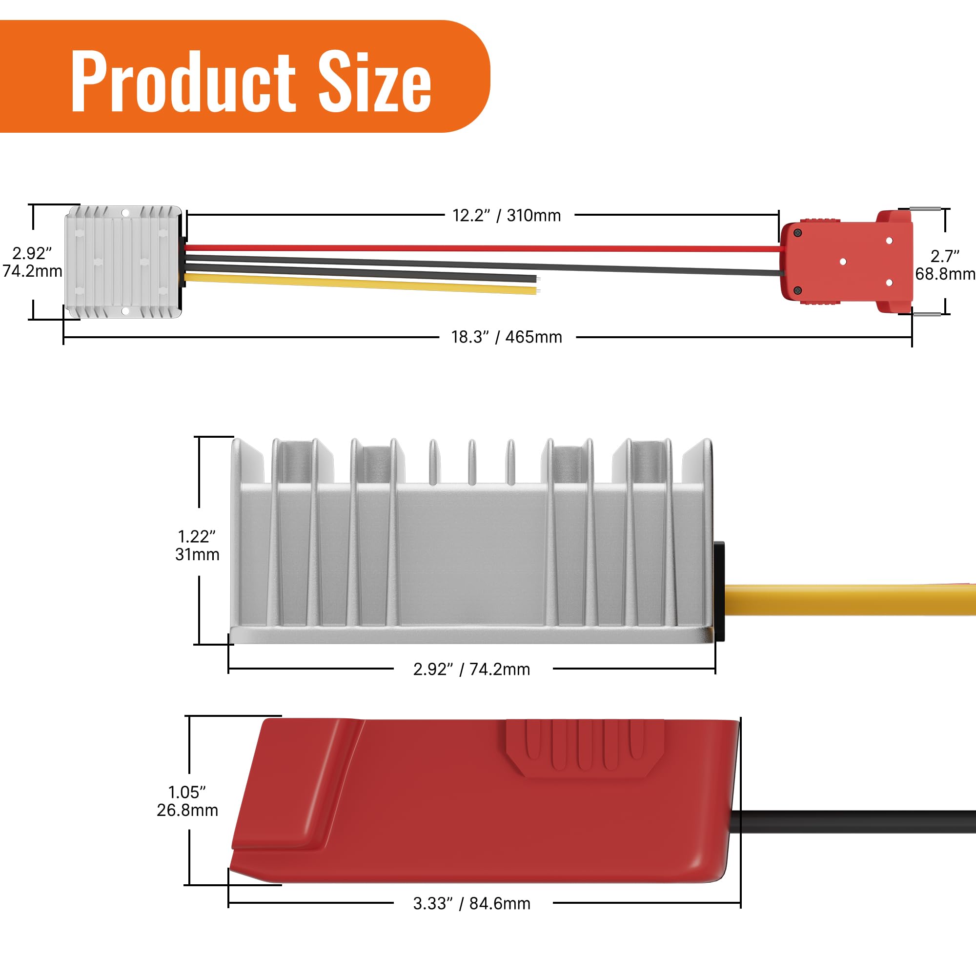 RVBOATPAT Step Down Converter 18V to 12V for Milwaukee M18 Power Wheel Battery Adapter DC 12V 20A 240W Buck Converter DC Voltage Regulator