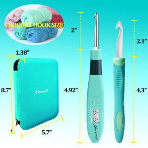 Yarniss 18 Size Counting Crochet Hooks with Light, Digital Counter Crochet Hooks Set with Case (2.0mm~14.0mm)