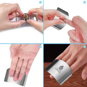 JK-GMTE 8 Pieces Finger Guards for Cutting, Stainless Steel Knife Cutting Finger Protectors Adjustable Safe Slice Hand Guard Protect Fingers for Food Chopping Slicing Cutting (Silver)