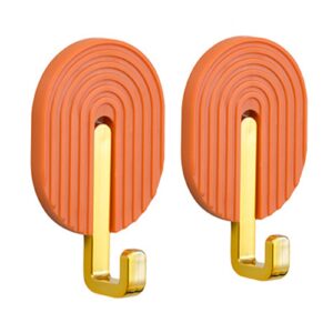 2pcs abs high bearing capacity towel hook, self adhesive hooks, strong adhesion wall hooks for bathroom kitchen (orange)