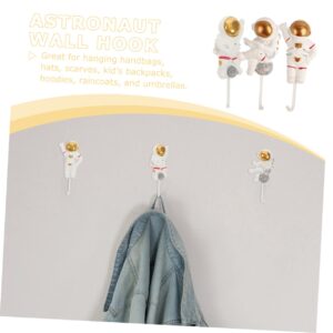 CAXUSD 3Pcs Astronaut Wall Mounted Hooks Adhesive Sticky Coat Hangers for Entryway Bathroom Room Creative Space Themed Storage Solution