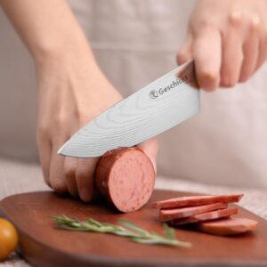 Geschickt Chef Knife, 8 inch Thin & Light Kitchen Knife, High Carbon Stainless Steel Blade, Pakkawood Handle, Full Tang Sharp Knife for All-Around Food Prep