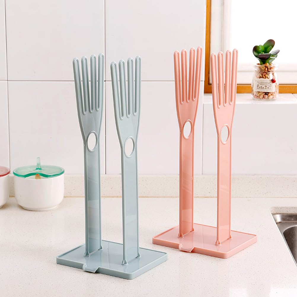 PRETYZOOM 2pcs Kitchen Glove Holder, Plastic Glove Drying Rack Rubber Gloves Drying Stand, Kitchen Sink Drain Rack for Dish Gloves Sponges