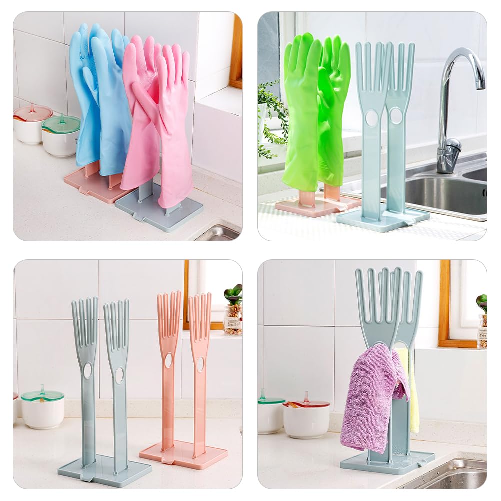 PRETYZOOM 2pcs Kitchen Glove Holder, Plastic Glove Drying Rack Rubber Gloves Drying Stand, Kitchen Sink Drain Rack for Dish Gloves Sponges