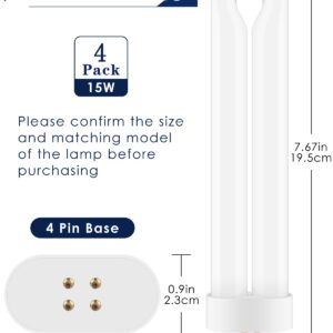 PACETAP 4 Pack Replacement Bulbs FUL15W BL with 4 Pin Base, Indoor Outdoor 15W U Shape Lamp Tube Compatible with T6 T8 T9