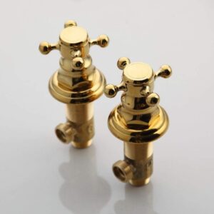 Bathroom Kitchen Basin Mixer Tap Sink Faucet 2 Handles 3Pcs Gold Bathroom Basin Faucet Bathtub Tap-Golden Plated ，Faucet