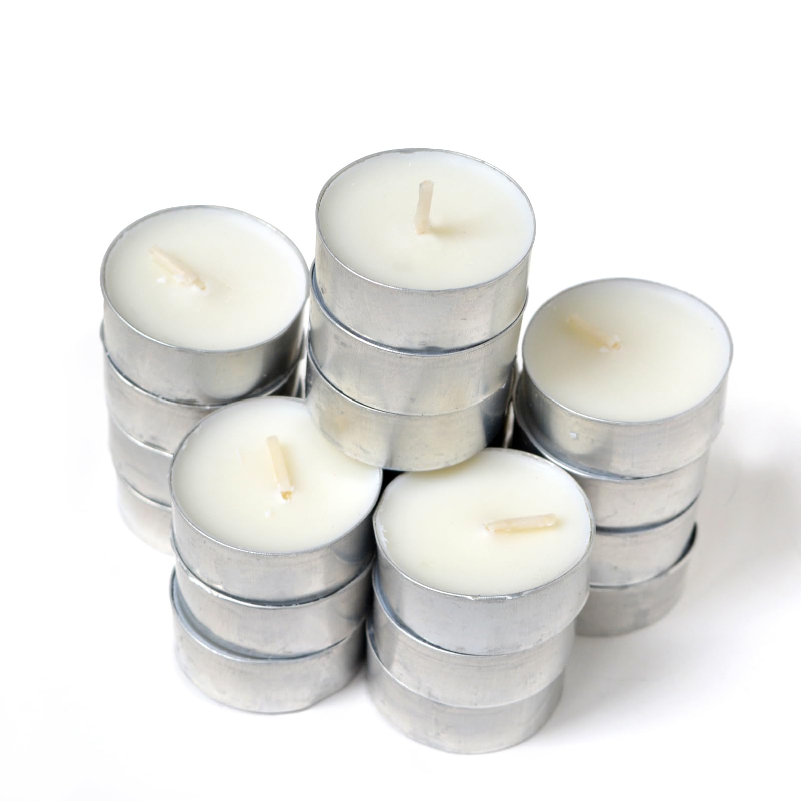 Tea Lights Candles,4 Hours Tealight Candles 20 Packs,Smokeless Small Tea Candles for Home, Pool, Shabbat, Weddings & Emergencies (White)