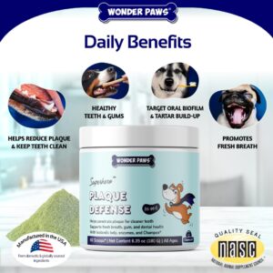 Wonder Paws Dental Powder for Dogs – Teeth Cleaning & Dental Care Made Easy – Removes Plaque, Tarter, Stains & Freshens Breath – Plaque & Tartar Remover for Dogs of All Ages – 60 Scoops