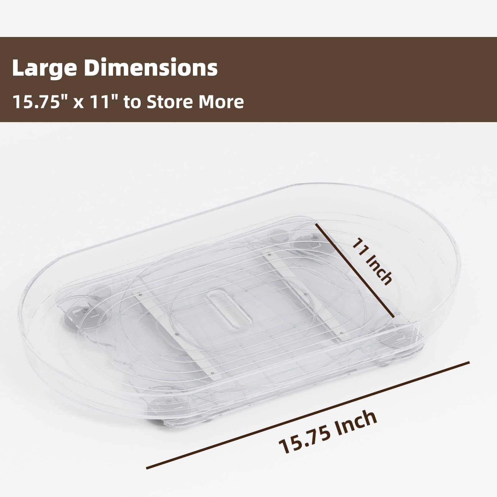 Lazy Susan for Refrigerator, Growfessor Refrigerator Lazy Susan with Unique Anti-Slip Design – Rectangular, Easy Glide with 4 Strong Suction Cups, 15.75" X 11" – Premium Refrigerator Storage Solution