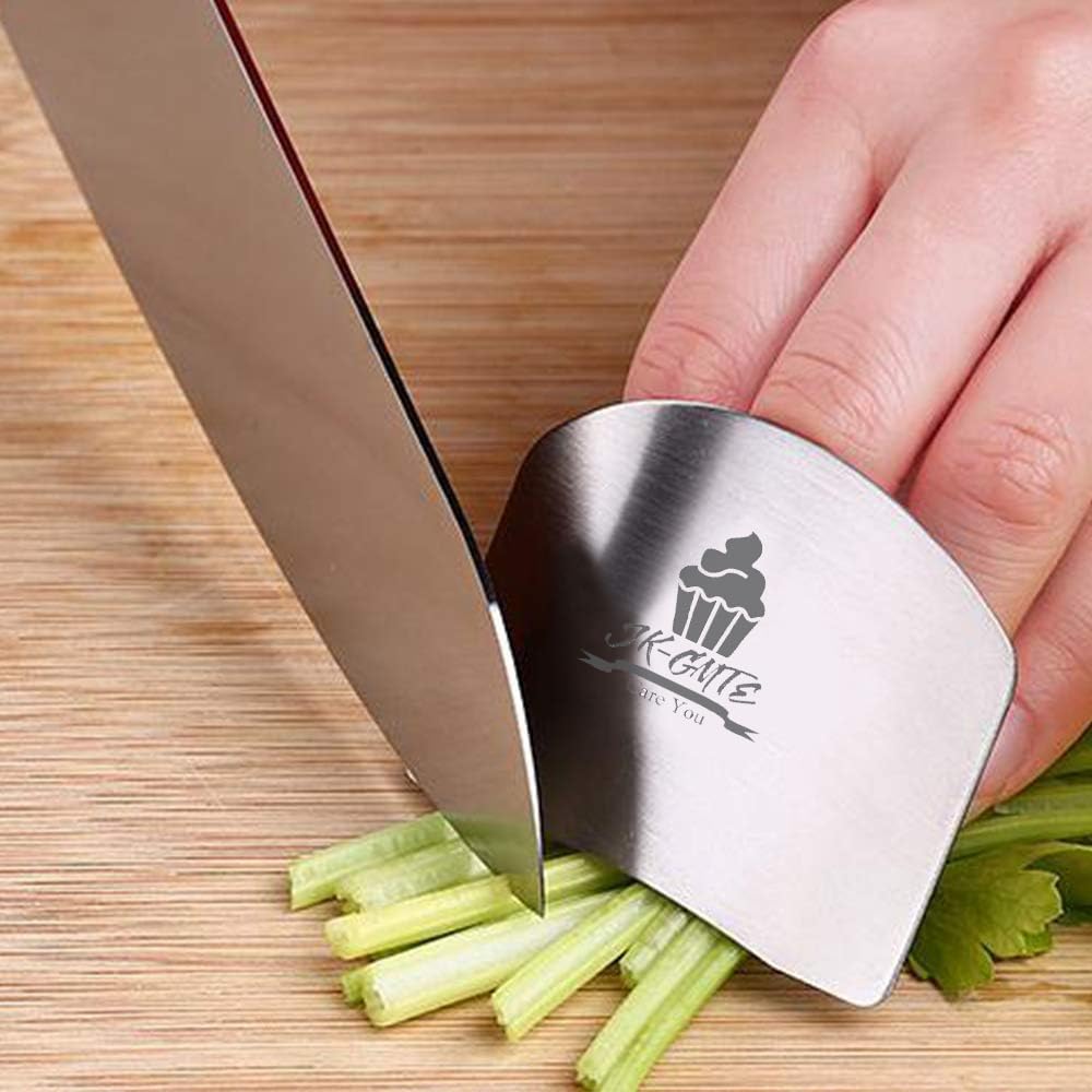 JK-GMTE 8 Pieces Finger Guards for Cutting, Stainless Steel Knife Cutting Finger Protectors Adjustable Safe Slice Hand Guard Protect Fingers for Food Chopping Slicing Cutting (Silver)