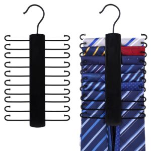 johouse wooden tie rack, tie hanger for men closet 20 hooks 360 degree rotating tie organizer hanging space saving holder for belt scarf tie black