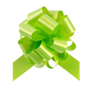 restaurantware gift tek 5.5 inch ribbon pull bows 10 satin pull bows - 20 loops instant pull design green plastic flower bows for gifts large for wedding baskets and gift wrapping