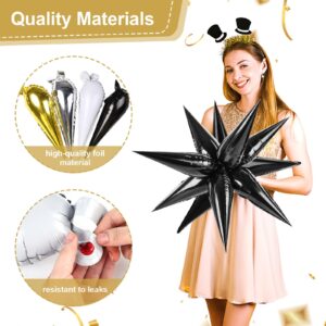 Shindel Black Star Balloons, 96PCS Spike Starburst Balloons 12 Point Foil Explosion Balloons for Graduation Birthday Wedding Baby Shower Halloween Bachelorette Party Decorations