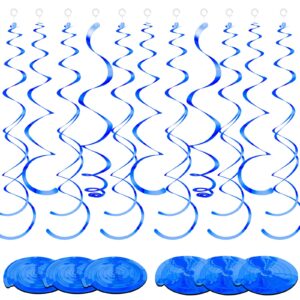 yuxung 36 pcs party hanging swirl decorations plastic streamer swirls party decorations spiral decorations for ceiling birthday wedding baby shower (blue)