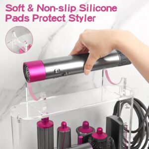 Affogato Storage Holder Compatible with Dyson Airwrap Styler Accessories, Acrylic 6 Holes Countertop Organizer Stand, Desktop Organizer for Storage Long Barrel Attachments for Bathroom