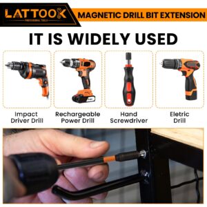 Drill Bit Extension Set, LATTOOK 6PCS Magnetic Drill Extension Bit Holder for Impact Driver, 1/4" Hex Shank Drill Bit Extender, 2.3'', 4'', 6'' Drill Bit Extension