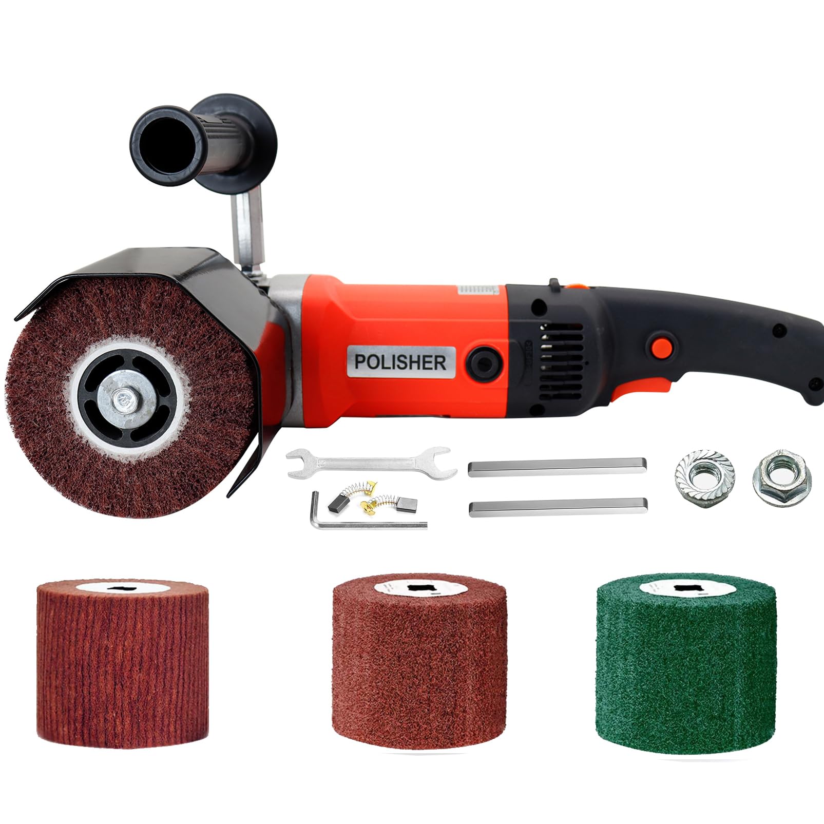 VICSEC 1400W Electric Burnishing Polishing Machine,Electric Sander Polisher, With 4 Burnishing Wheels((80# 120# 240# 320#) for Metal and Stainless Steel Polishing