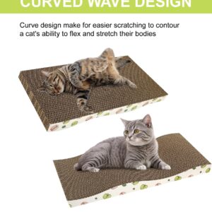 TIMHAKA Cat Scratching Board, Corrugate Cat Scratcher for Indoor Cats with Catnip, Cat Scratch Pad with Premium Scratch Textures Design, Cardboard Cat Scratcher with Double-Sided Usability (Pack of 2)