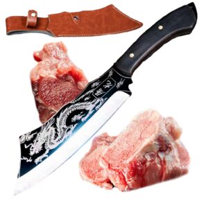 sirdika hand forged kitchen butcher knife - handmade dragon slaying knife heavy 2.5/4/5/6/7.0mm thickness duty meat cleaver knife 4cr high carbon steel bone chopper with sheath (7.0mm-(1.11kg))